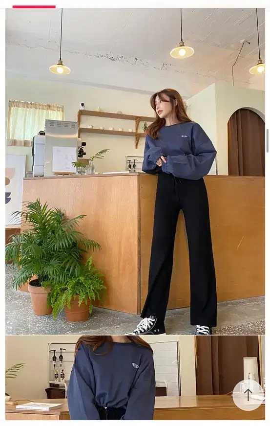 Wide-legged knit pants with high waistband