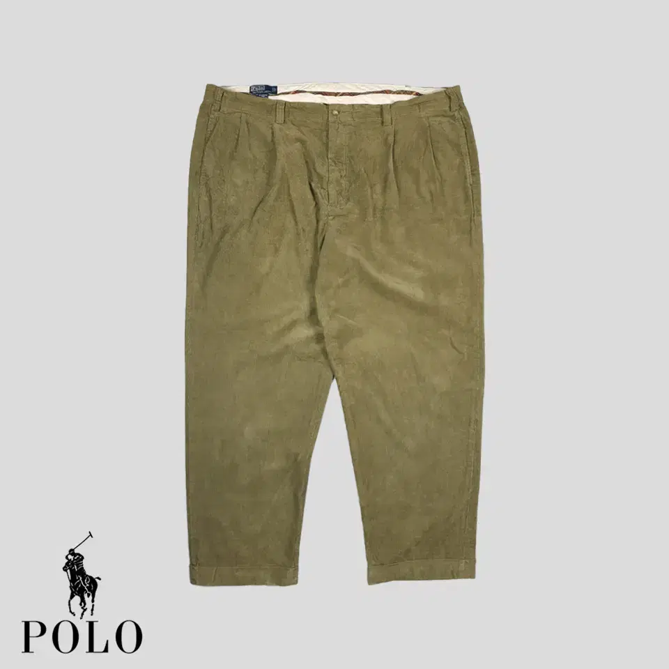 Polo Ralph Lauren Khaki Big Hammond Corduroy Roll-Up Trousers SIZE 48