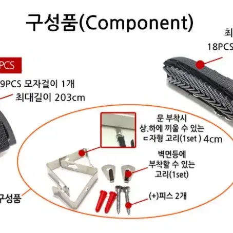 (새상품) 모자걸이 가방걸이 자취 원룸 수납 다용도 정리 