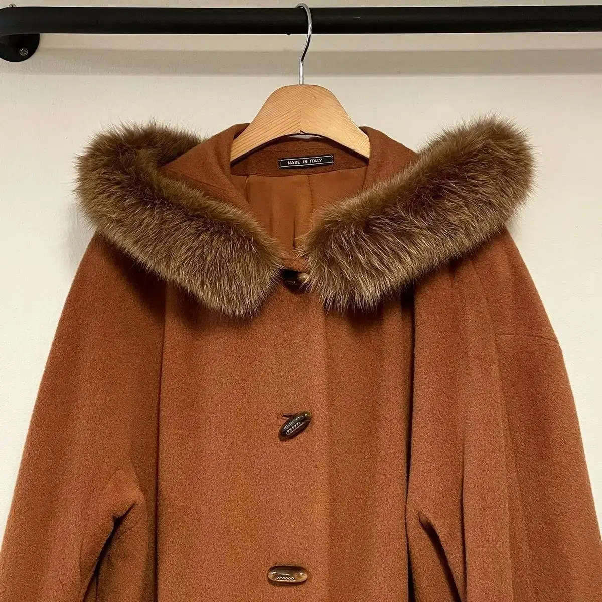 55-77) *made in italy mohair hooded long coat