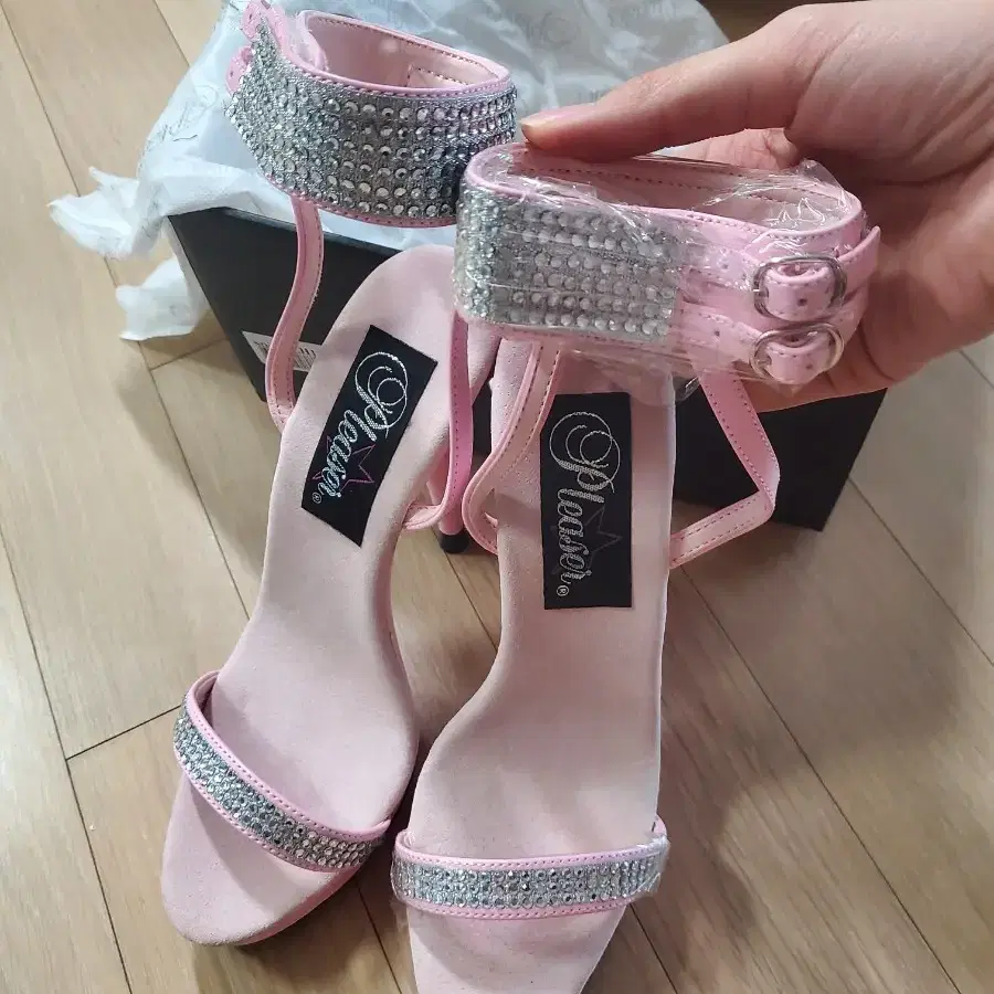 630 Pink Strap High Heels