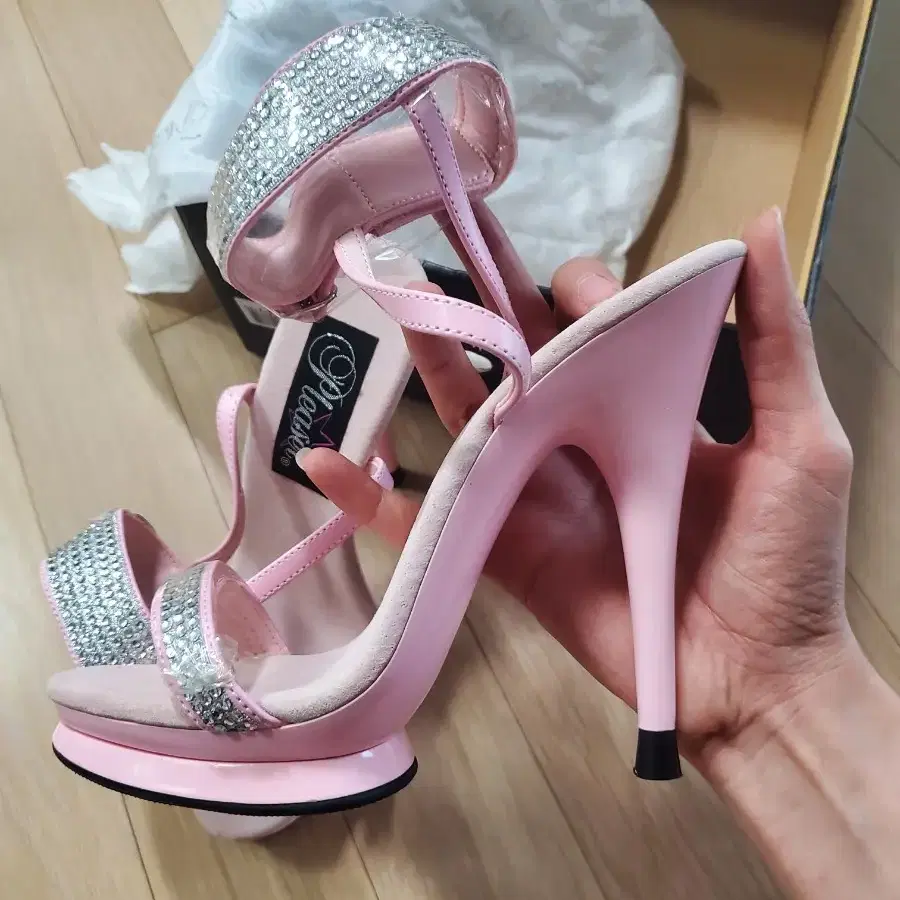 630 Pink Strap High Heels