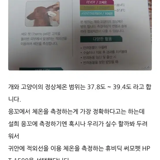 반려동물 귀 적외선 체온계