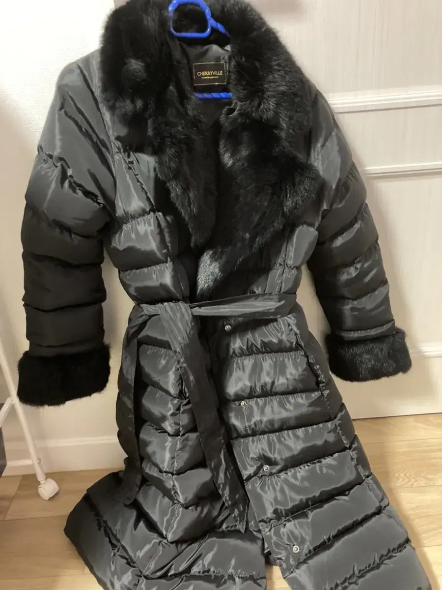 Rabbit fur long-padded coat