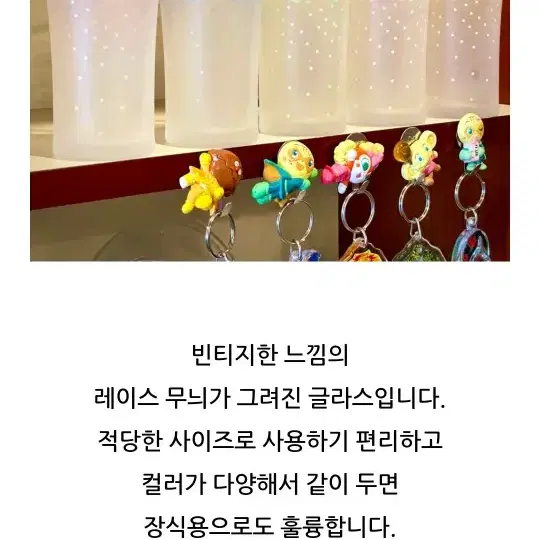 레뜨로 빈티지 일본 도트 리본 글라스