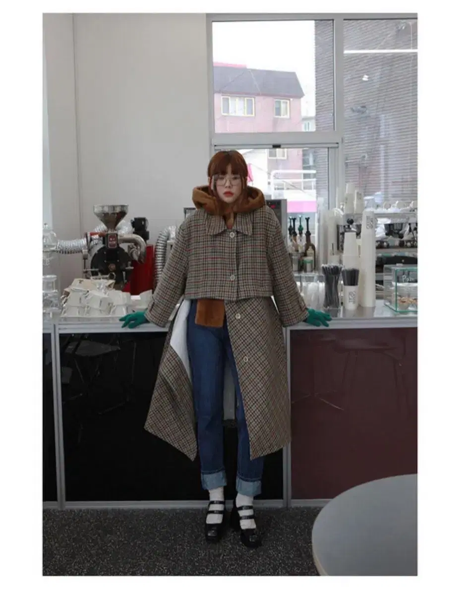 프레클메이드 oversize 2way wool coat(check)