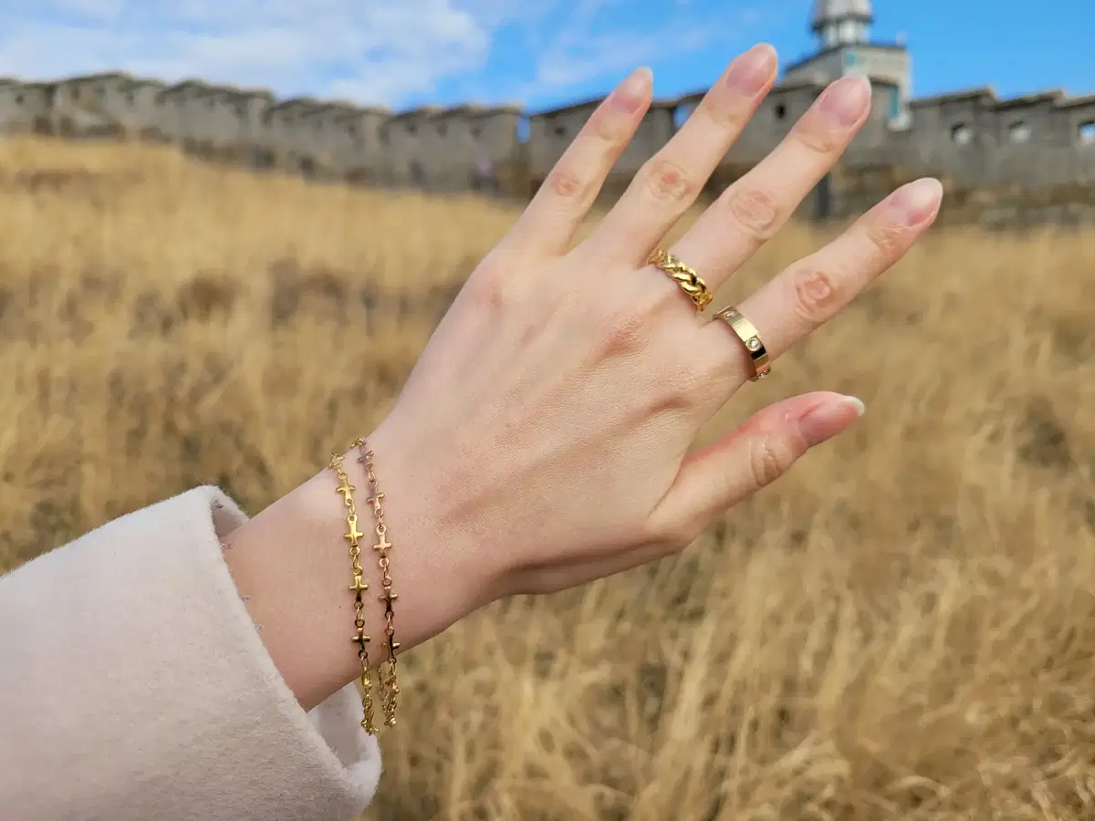 Rose gold surgical steel gold women's cross chain bracelet