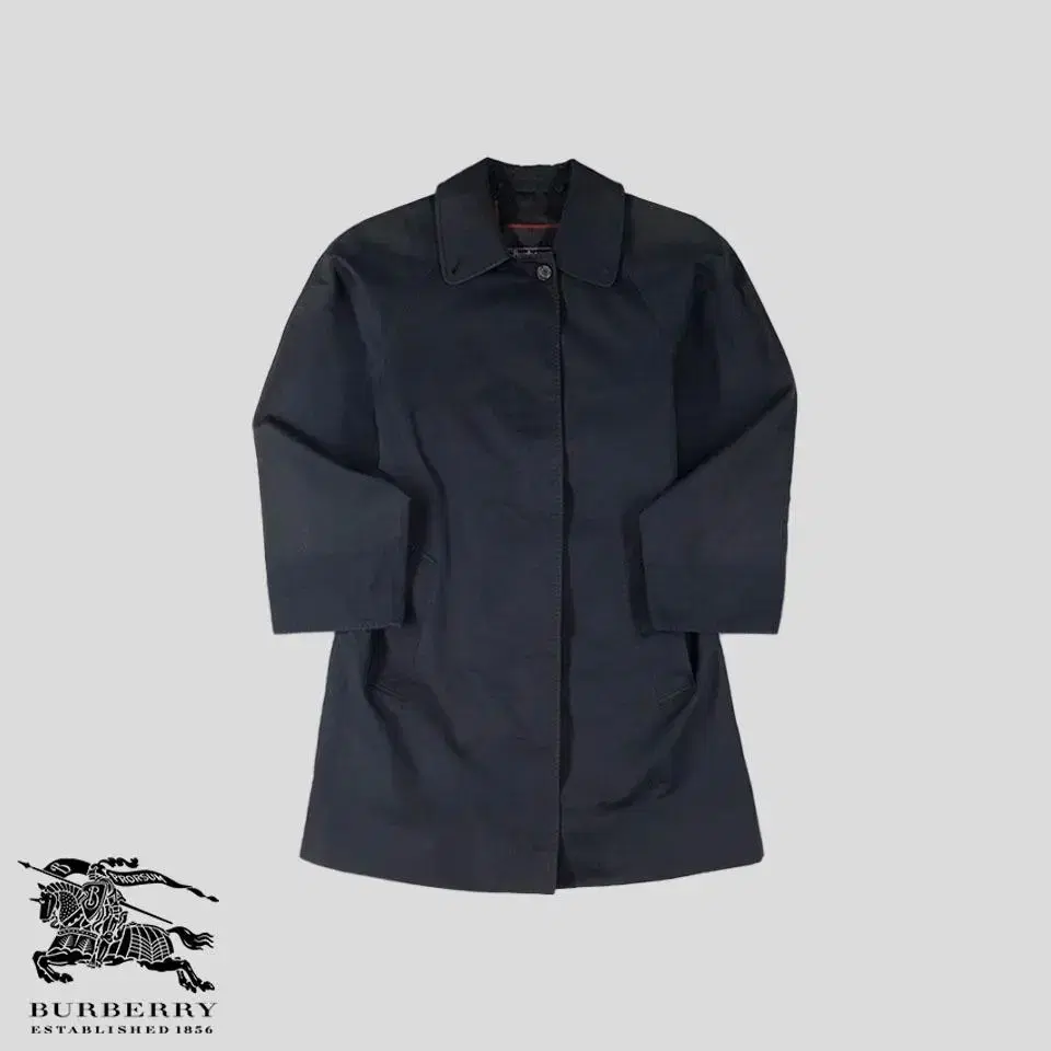 Burberry Dark Navy Two-Pocket Hidden Button Mac Coat MADE IN ENGLAND