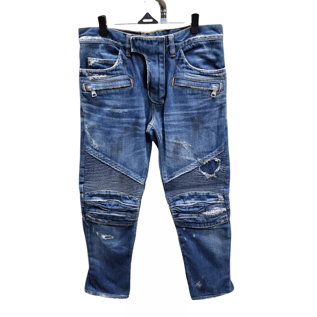 [28] Balmain Distressed Biker Jean bloo Jeans