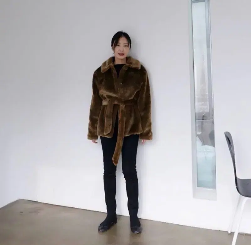 Brown strap fur jacket