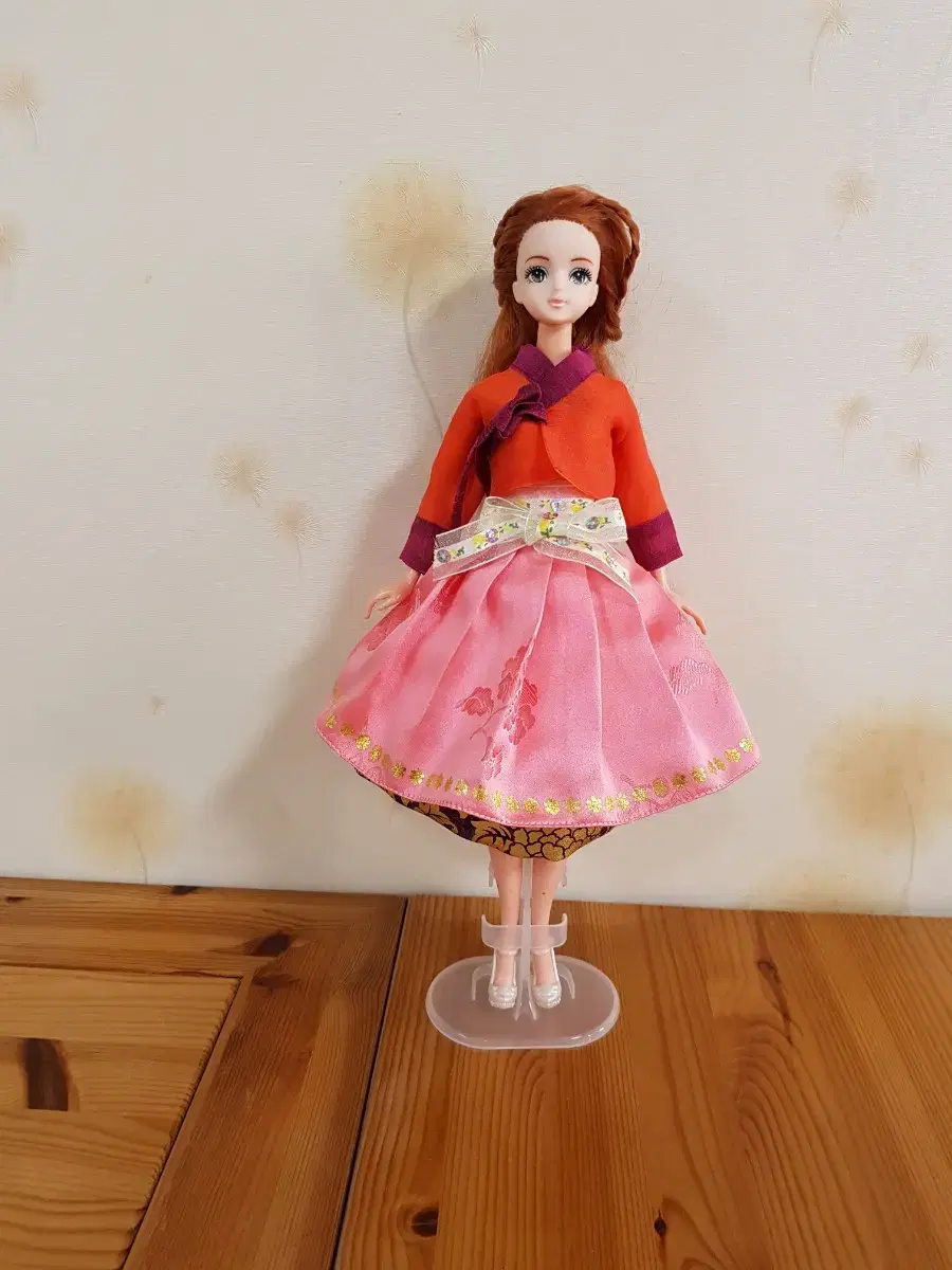 Doll clothes (soft coral keum skirt, coral colored underskirt)