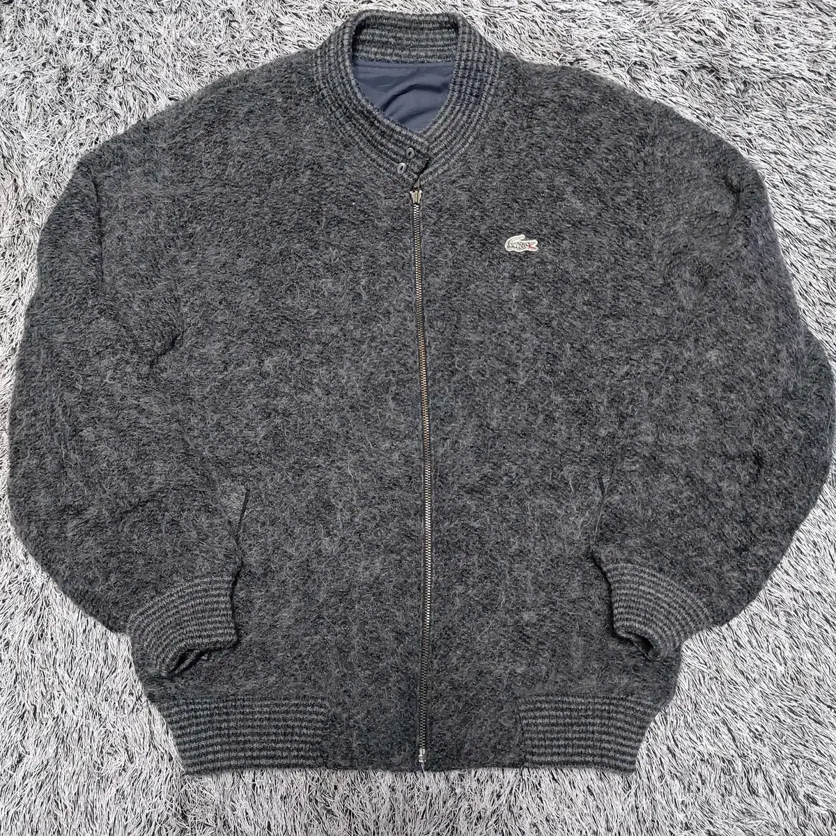 100 Lacoste Gray Cardigan Knit Zip Up