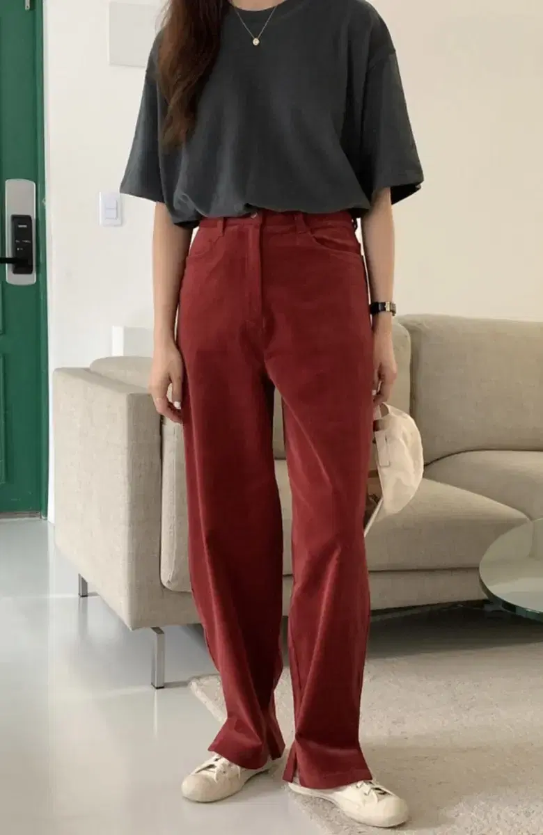 Corduroy pants red