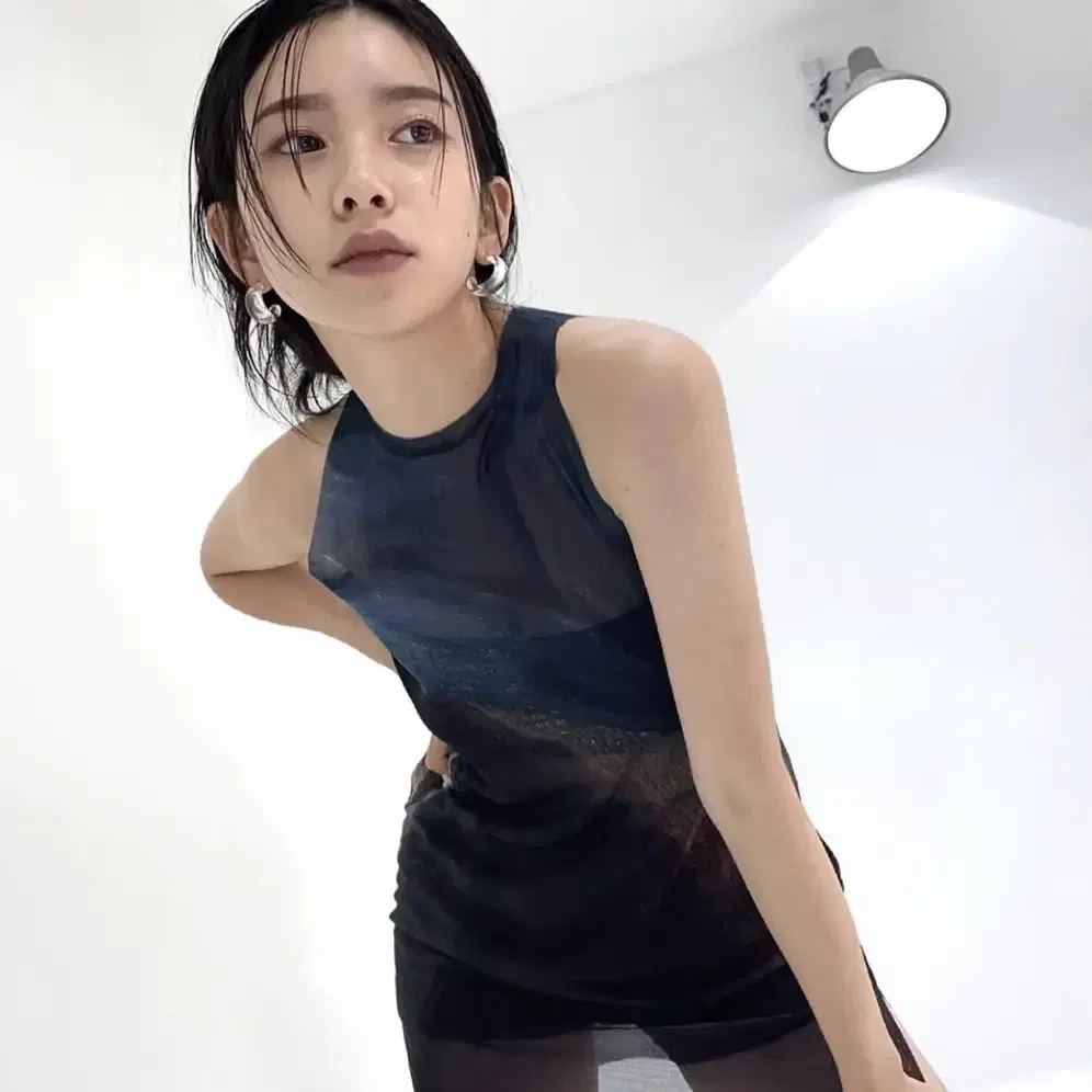 달링유어배드 layered mesh top 레이어드 매쉬 탑 아쿠아