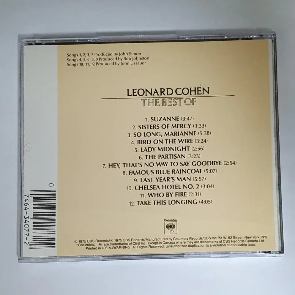 레너드 코헨 Best Of Leonard Cohen 앨범 시디 CD