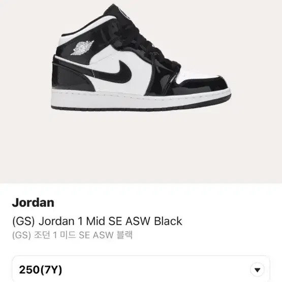 나이키 조던 Jordan 1 mid SE ASW BLACK 250 (7Y