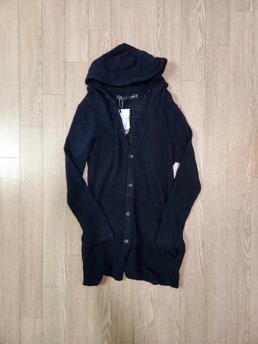 SCHLUSSEL JAPAN Black Linen Hooded Cardigan