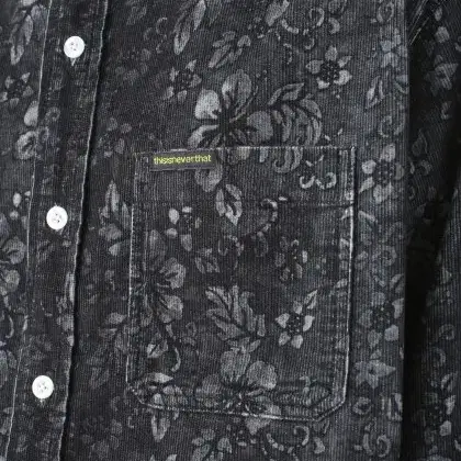 디스이즈네버댓 Floral Corduroy Shirt Black