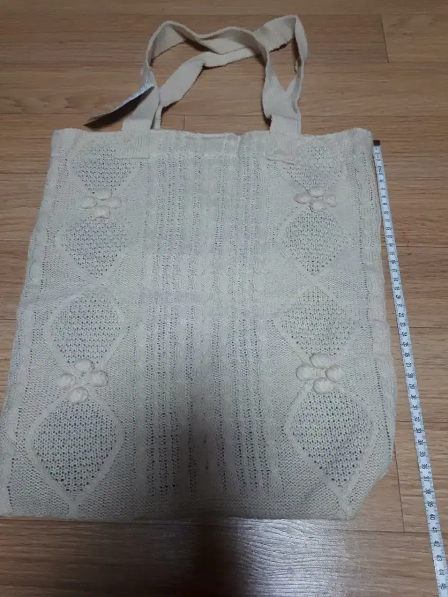 Ivory Knit Bag/Lined Tote/Shoulder Bag/Sagger