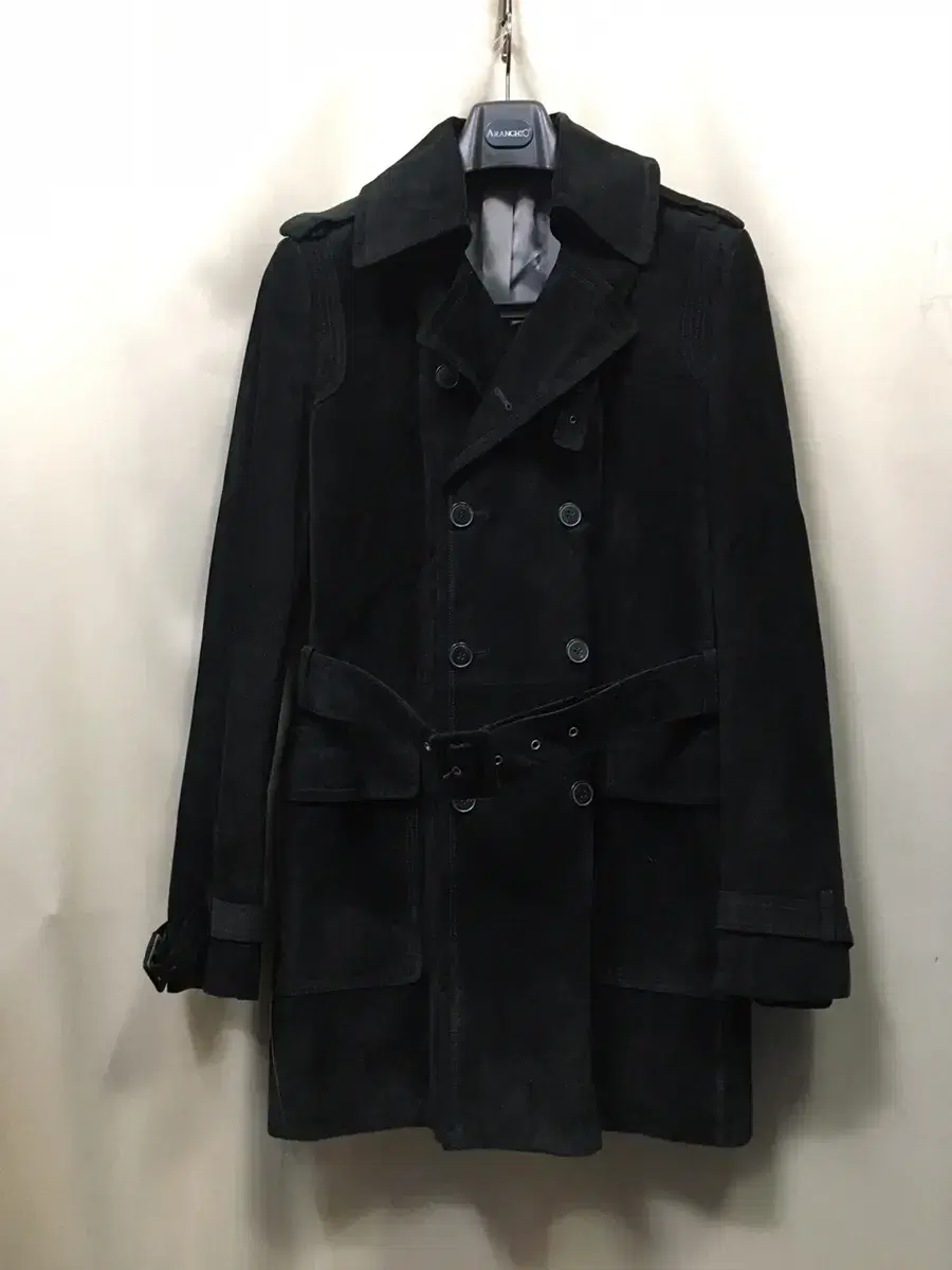 EMBOLI Real suede jacket.Long jacket.Trench style