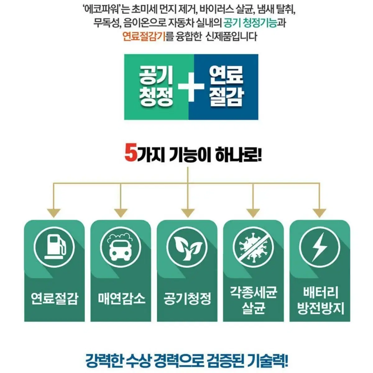 (새상품)(무료배송)연료절감기(공기정화)