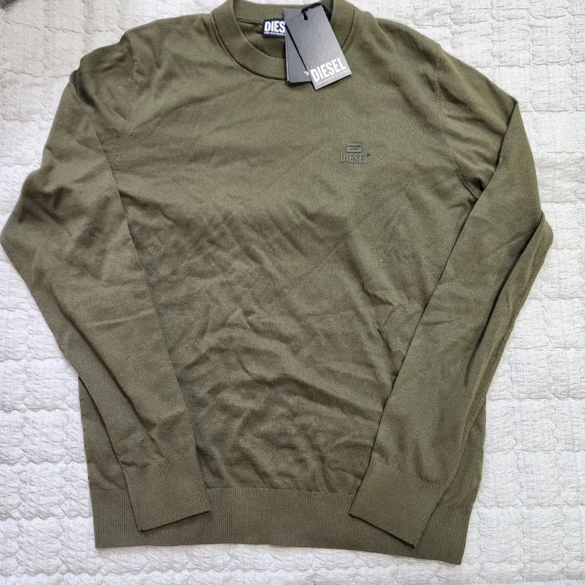 Diesel Logo Knit Sweater Olive Khaki L 100