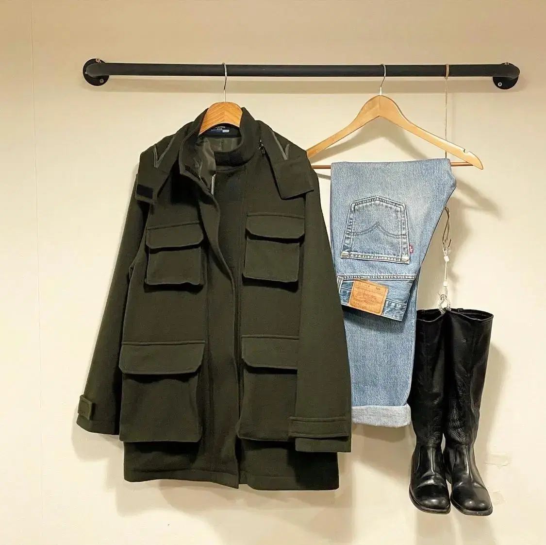 M-L) Military Wool Coat