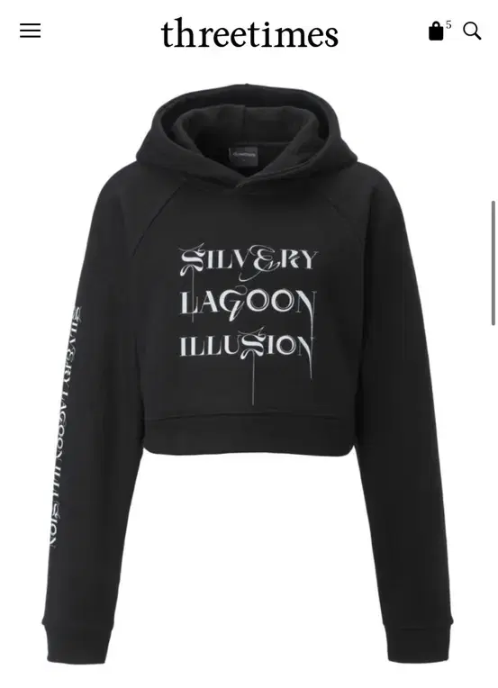 쓰리타임즈 Lagoon cropped hoodie