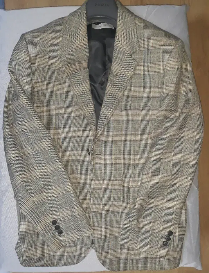 [L]2-Button Blazer_Beige Glen Check