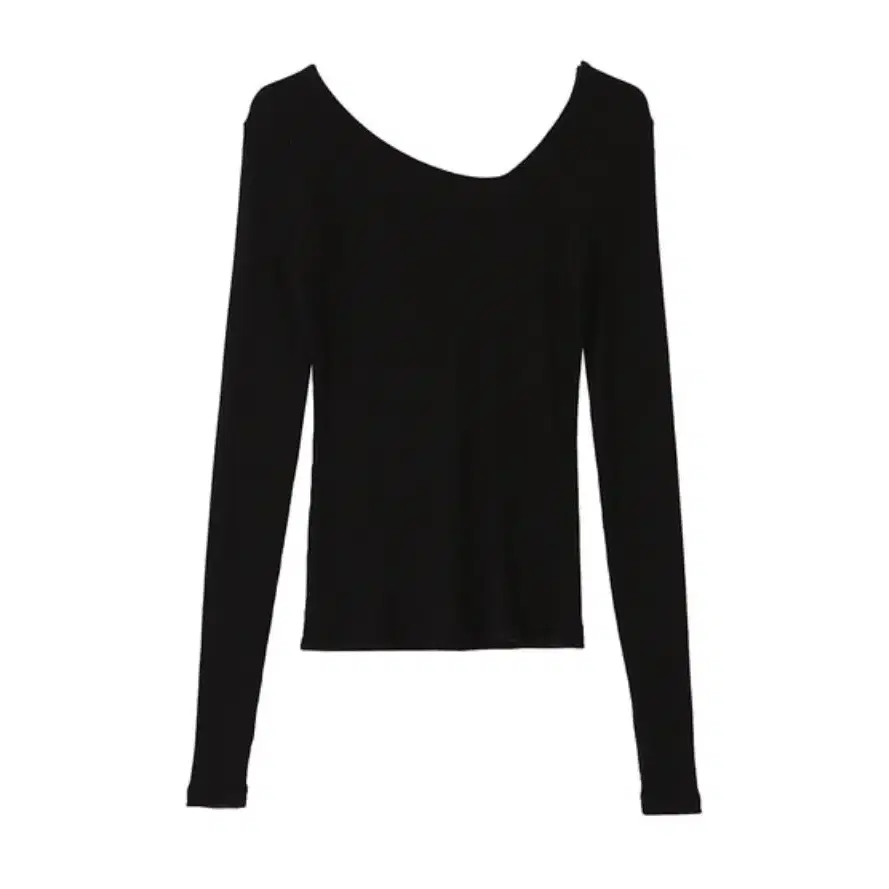 마조네  NECK POINT RIBBED TOP_BLACK