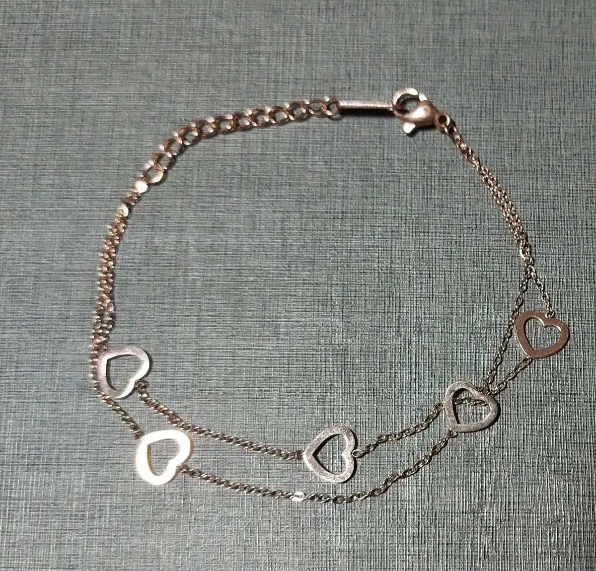 Rose Gold Surgical Steel Heart Double Row Bracelet