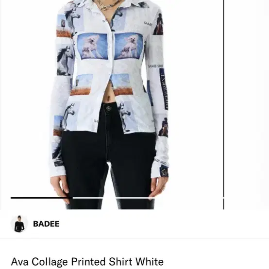 badee 배디 Ava Collage Printed Shirt White