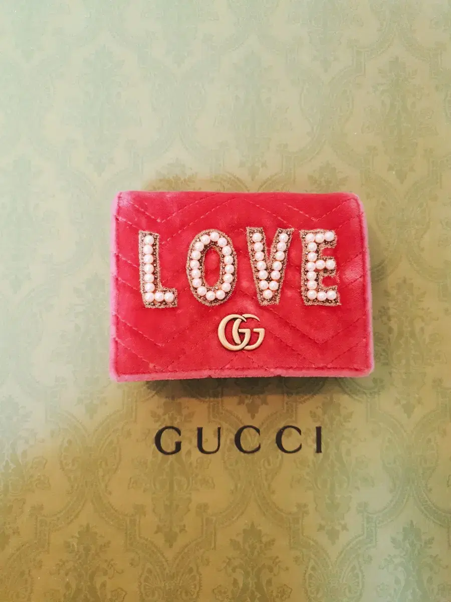 Gucci GG Marmont Decorative Velvet Wallet (Genuine)