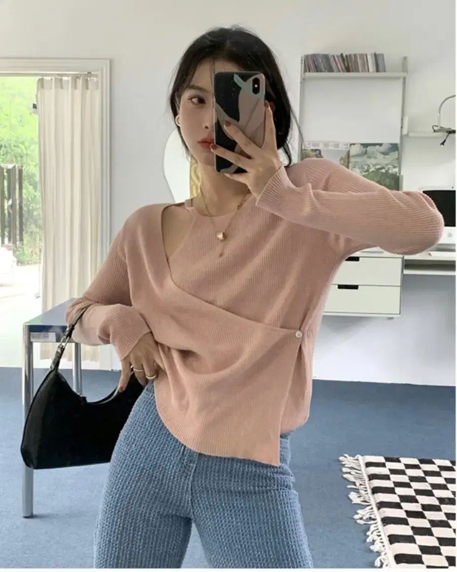 Pink slit knit