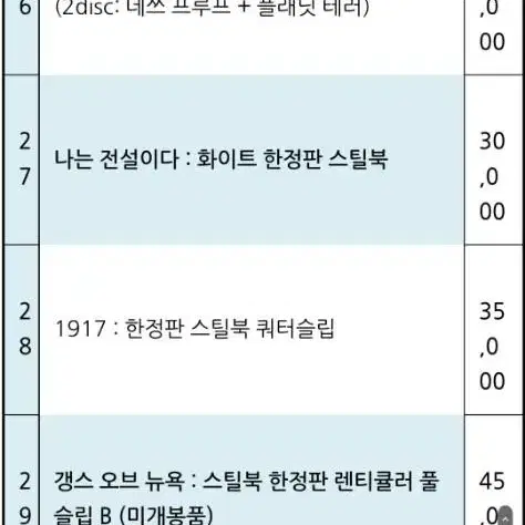 (한정판 스틸북) 블루레이/DVD 다량 판매합니다~