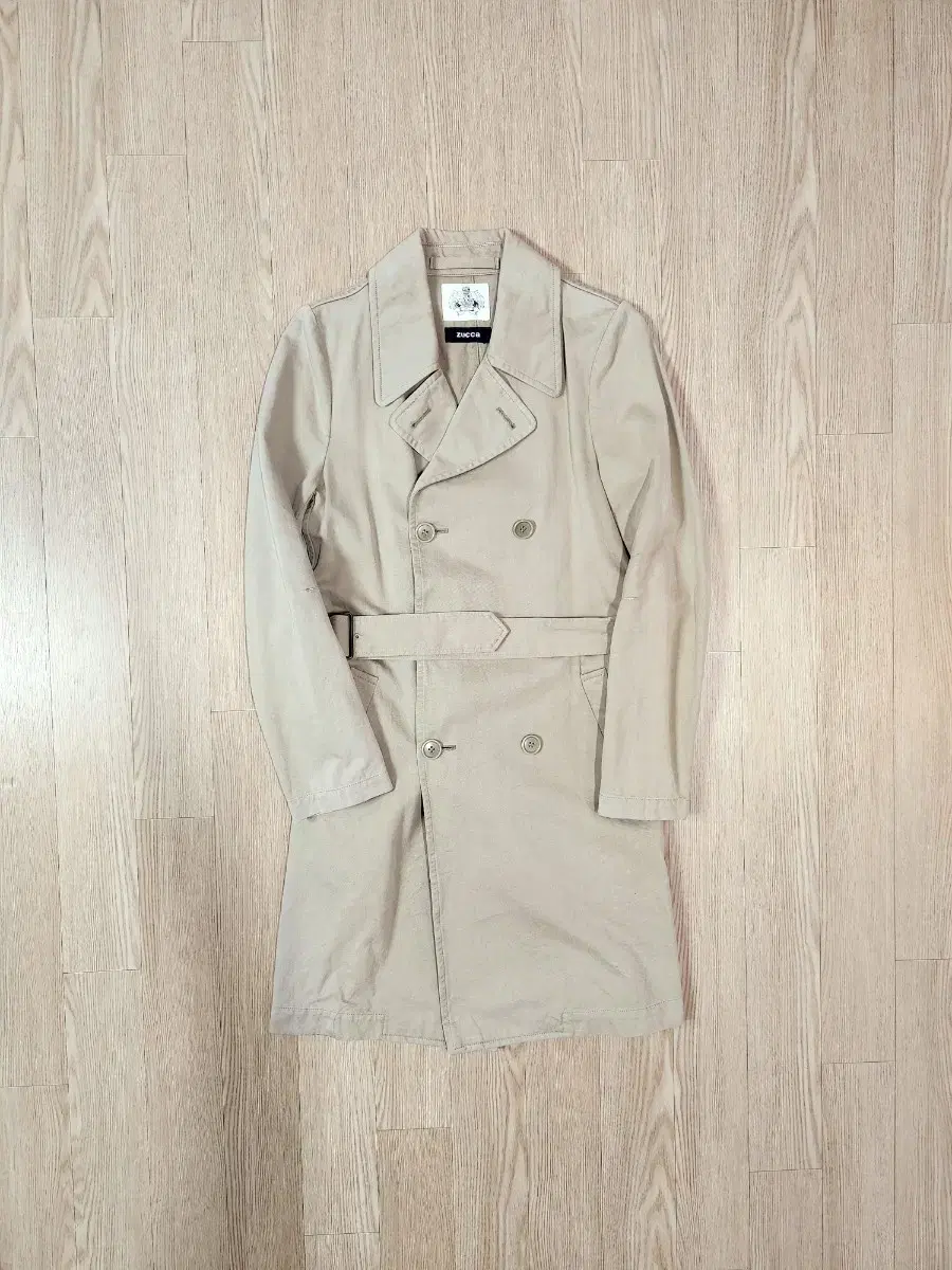 Zucca Flannel and cotton light beige trench coat