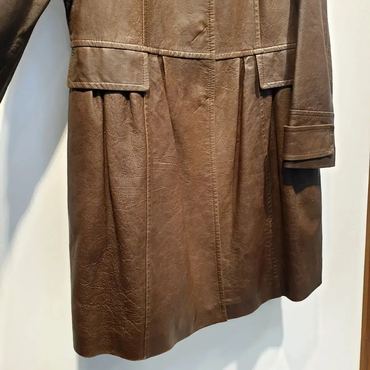 Vintage Leather 플랫카라 브라운 가죽코트/55