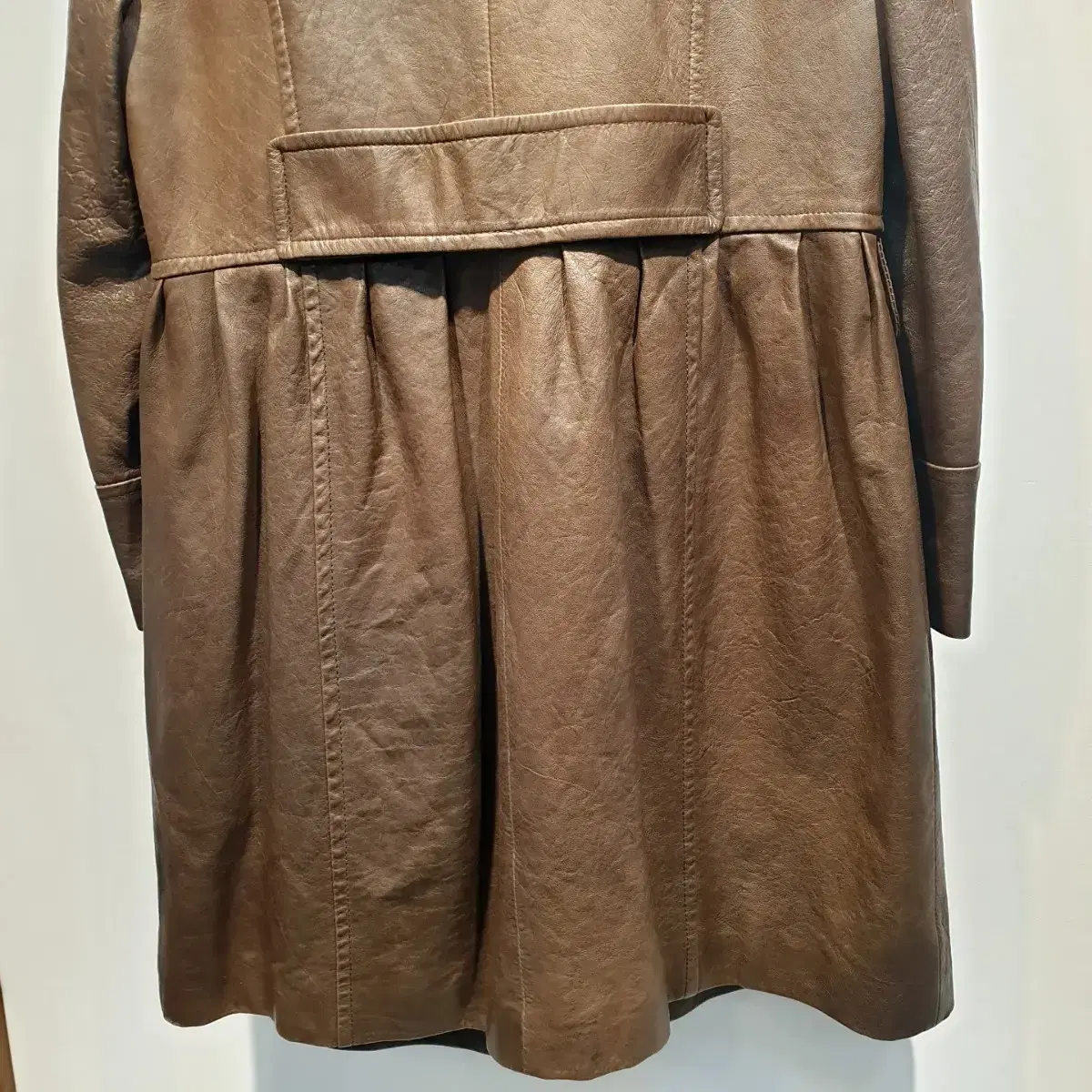 Vintage Leather 플랫카라 브라운 가죽코트/55