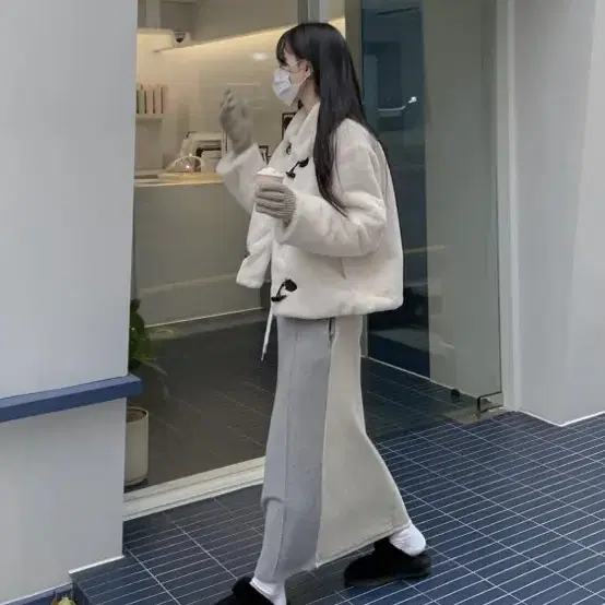 하몽 Fur duffle coat