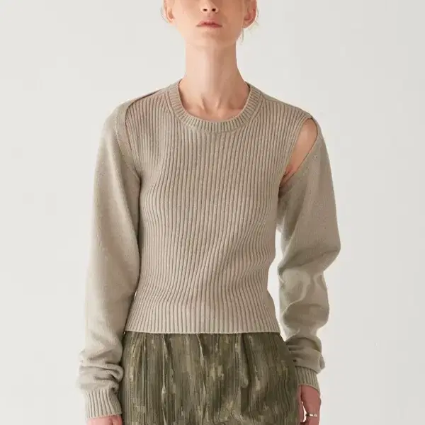 다이애그널 BOLERO LAYERED KNIT GREY 볼레로 레이어드