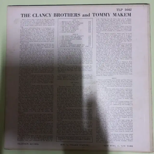 Lp중고 Clancy bros. & Tommy Maken 음반 판매합니다