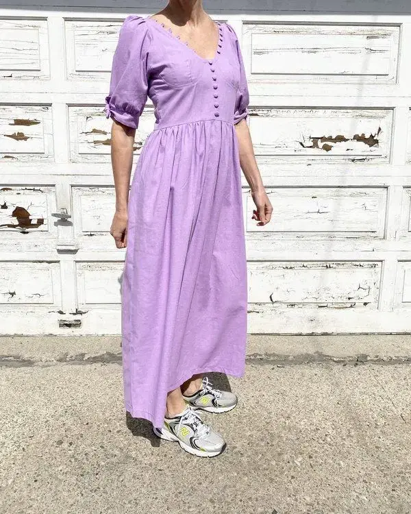 tach clothing piscis linen dress-lilac