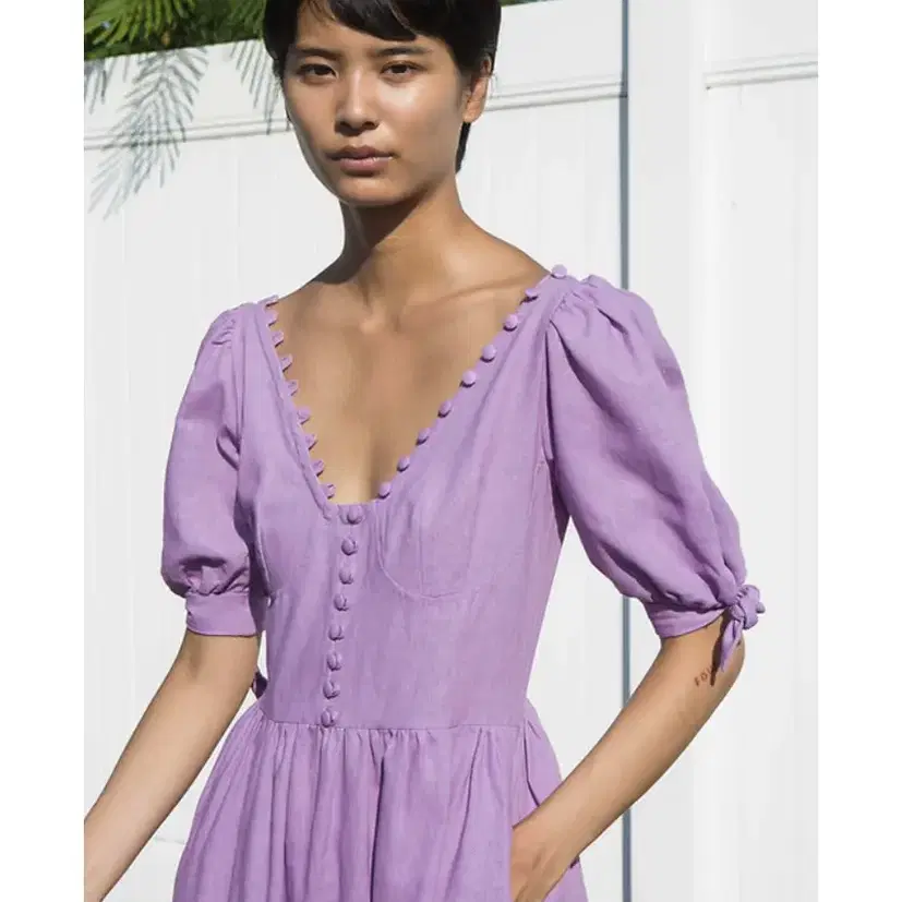 tach clothing piscis linen dress-lilac