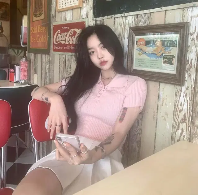 페일제이드 맥 카라 반팔 베이비핑크 맥 반팔