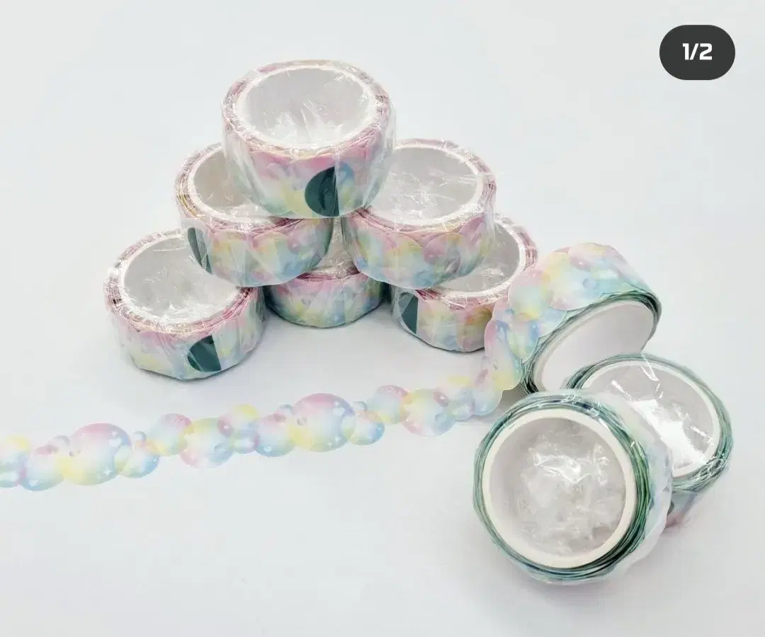 5 Fluffy Bubble Die Cuts with Masking Tape / Matte Cut Mateting