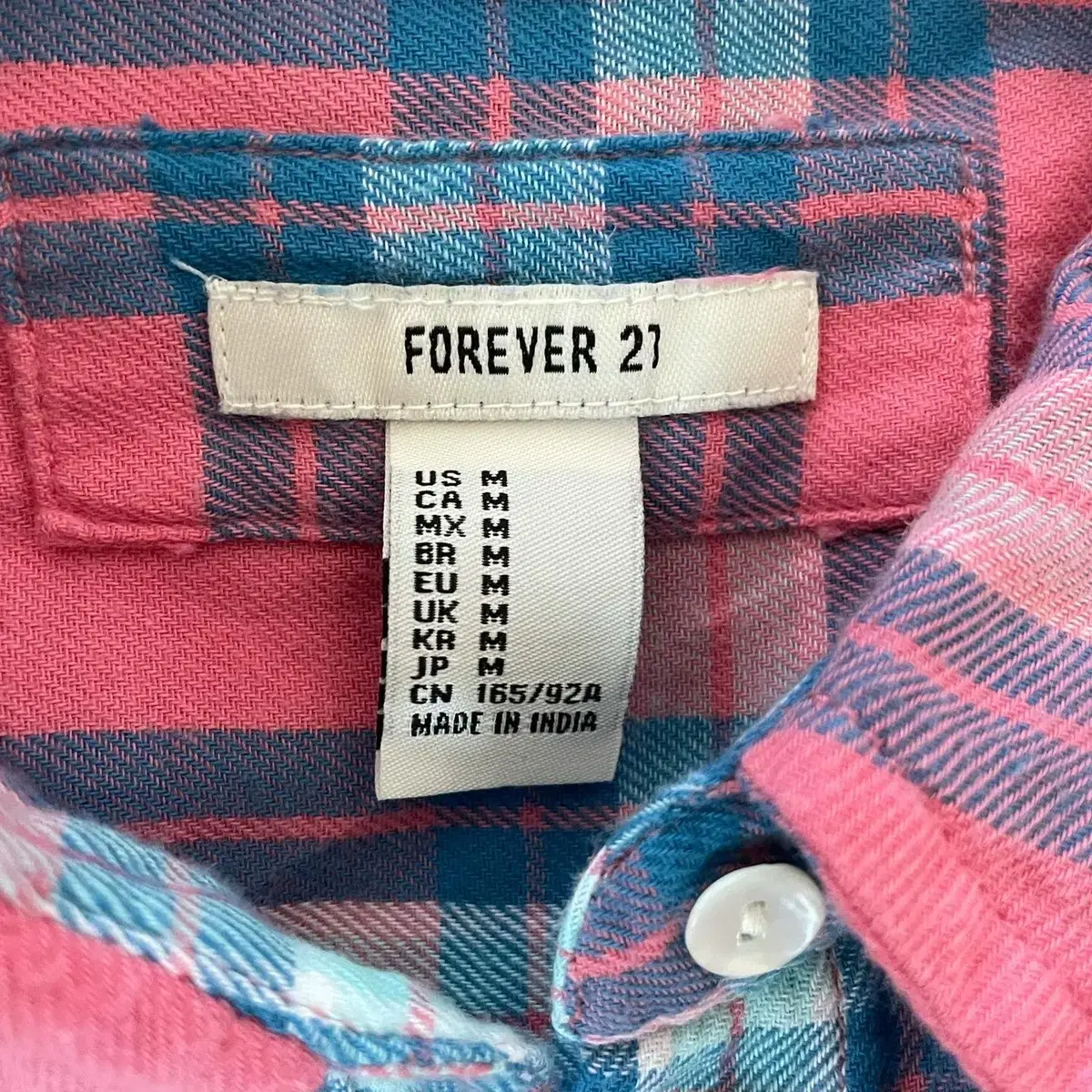 빈티지, 벼룩 FOREVER 21 투 포켓 체크 셔츠