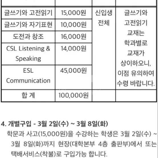 수원대 입학 필수교양 교재 ?