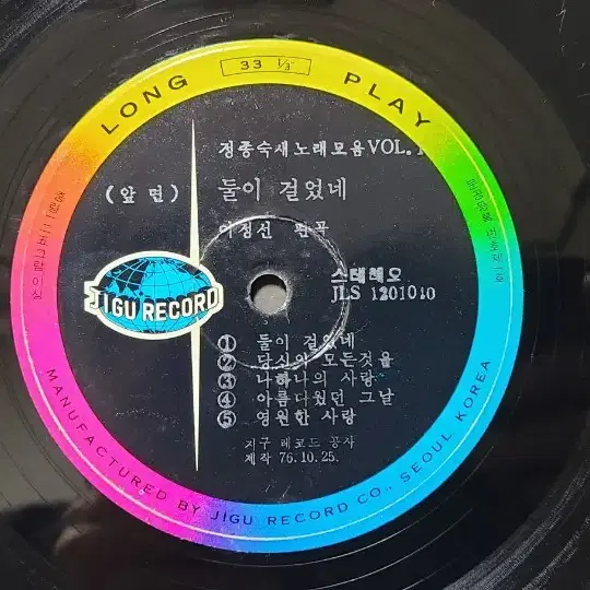 정종숙 둘이 걸었네 lp (가격내림)