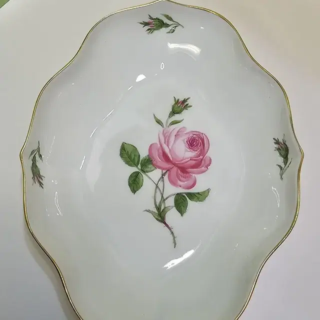 Antique Meissen Pink Rose Dish 마이센