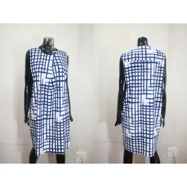 (77) Marie Claire Navy Check Span Sleeveless ONEPIECE (77) 